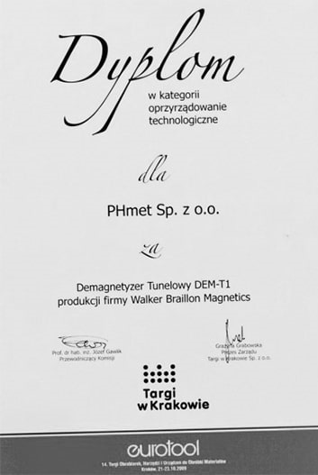 Targi Eurotool Kraków Dyplom Targi Eurotool Kraków